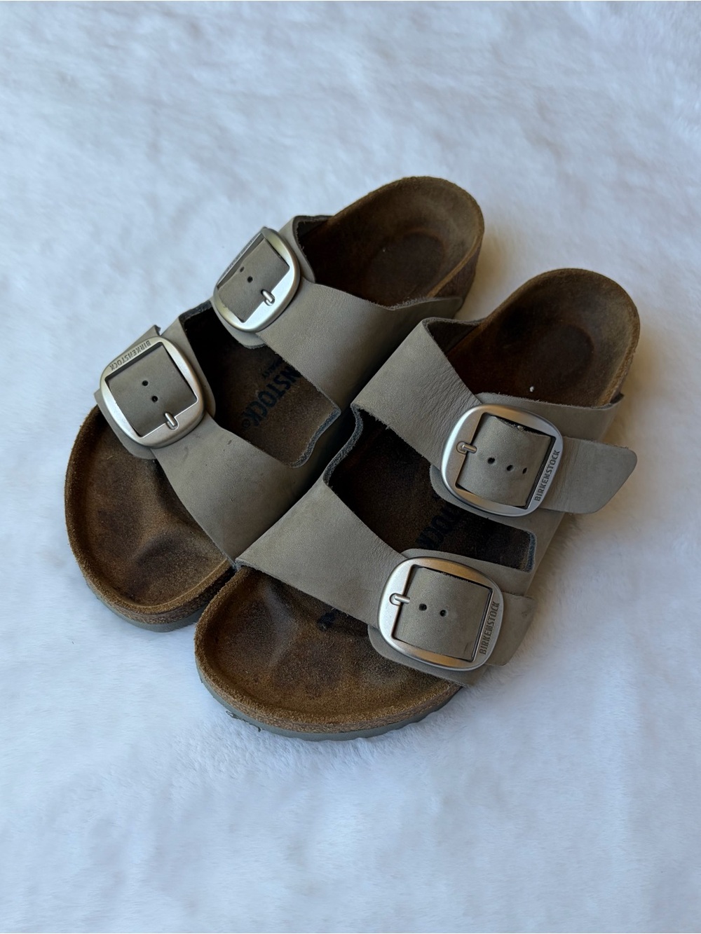Birkenstocks Arizona Big Buckle Nubuck Leather Sandals